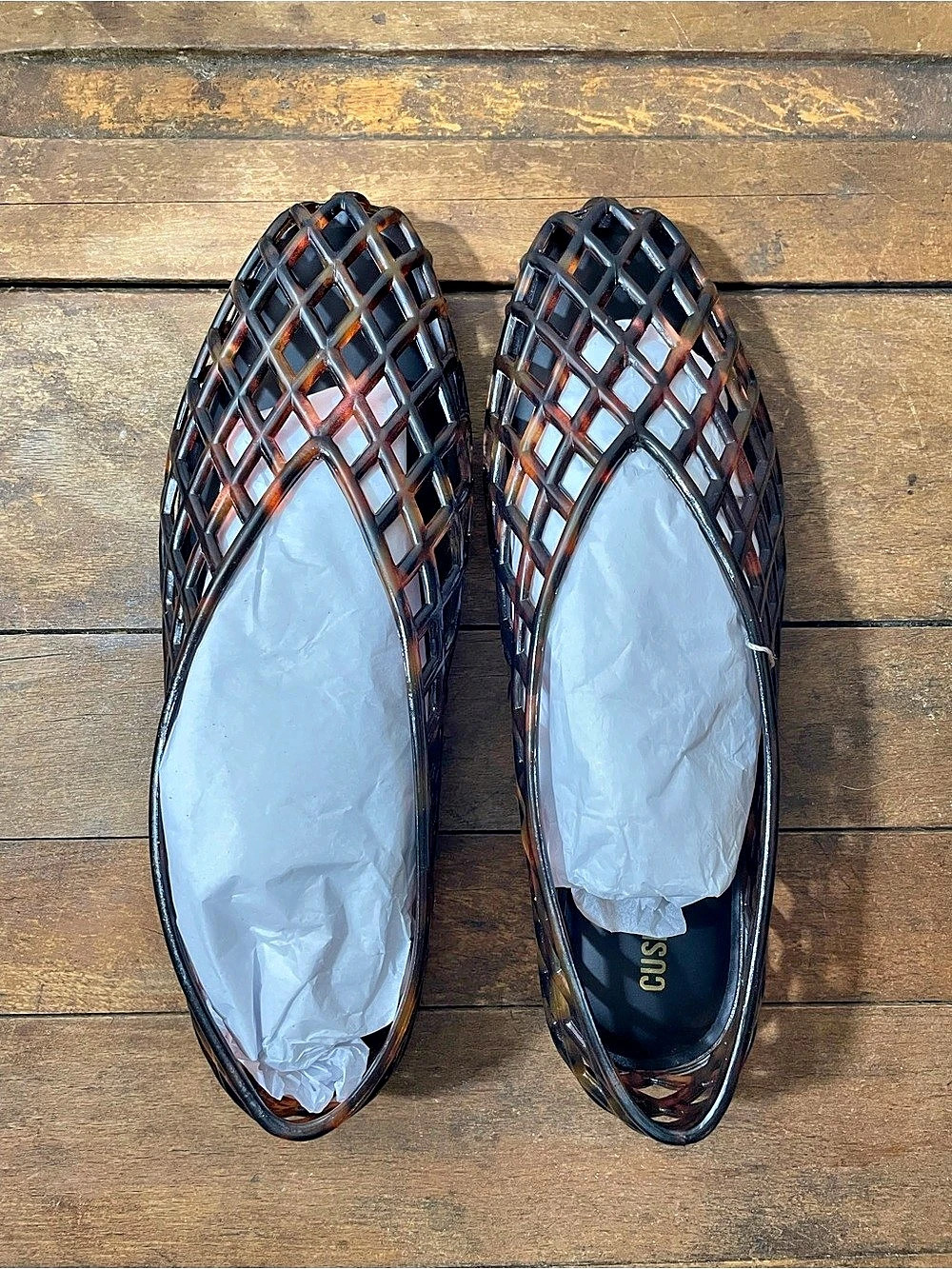 Cushionaire Woven Jelly Flats Brown & Black US 7